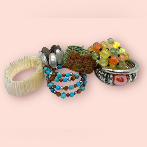 Retro Colourful Beaded Bracelets Mixed Jewelry Lot - Picture 5 of 7